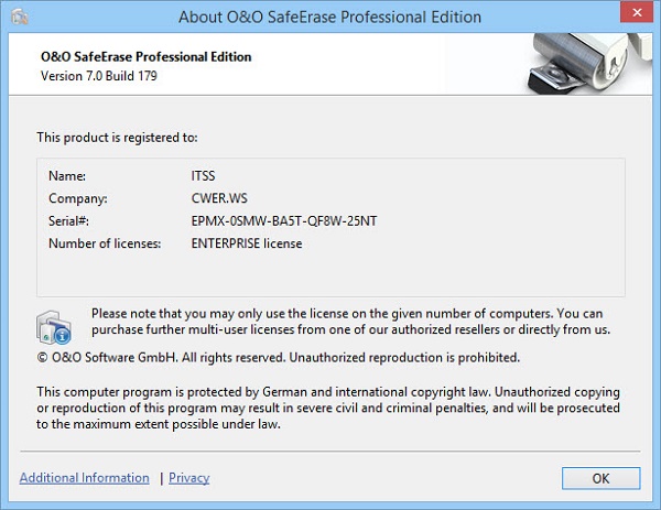 O&O SafeErase Professional 7.0 Build 179