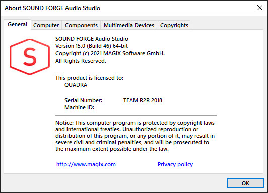 MAGIX SOUND FORGE Audio Studio 15.0.0.46