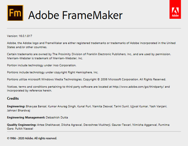 Adobe FrameMaker 2020 16.0.1.817