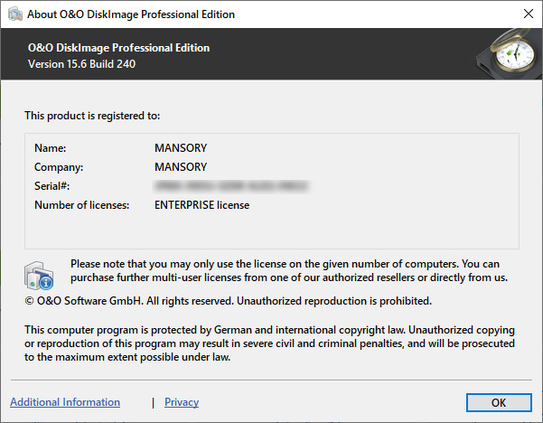 O&O DiskImage Professional 15.6 Build 240