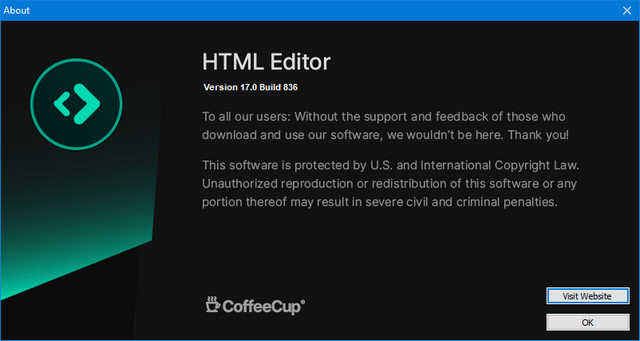 CoffeeCup HTML Editor 17.0 Build 836
