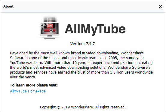 Wondershare AllMyTube 7.4.7.3