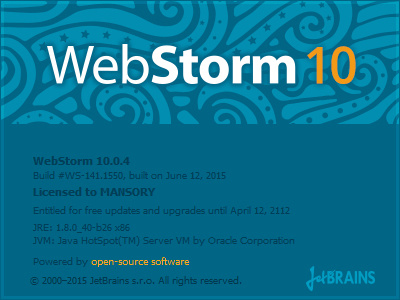 JetBrains WebStorm 10.0.4 Build 141.1550