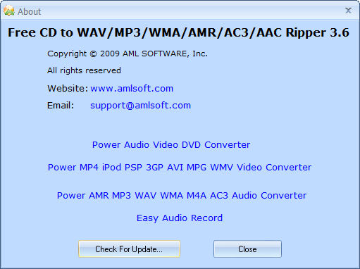 Free CD to WAV/MP3/WMA/AMR/AC3/AAC Ripper 3.6